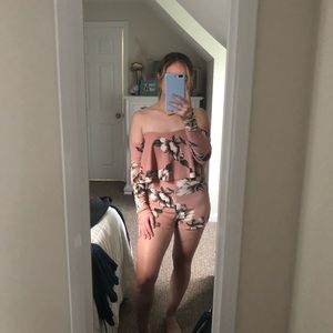 Long sleeve strapless floral romper size small